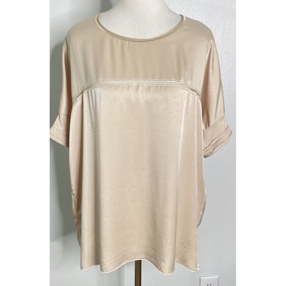 Beate Heymann Street‎ Couture Size 8 Beige  Blouse Top Boxy Old Money - Picture 1 of 5